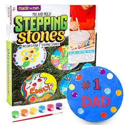 Made By Me Mix & Mold Your Own Stepping Stones by Horizon Group USA, Make 4 DIY Personalized Stepping Stones, Molding Tray,Decorative Gemstones,Paint Pots,Paint Brush,Gloves & Sticker Sheet Included