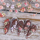 5D Embossed Flower Nail Stickers for Nail Art Vintage Rose Bird Clock Nail Decals Self-Adhesive Floral Nail Art Stickers Spring Nail Decor Flower Stickers for Nails DIY Women Nail Accessories,3 Sheets