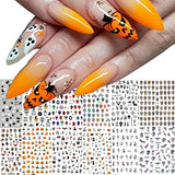 Halloween Nail Art Stickers Decals 12 Sheets Self-Adhesive Scary Nail Decals Ghost Skull Pumpkin Bat Spider Design Halloween Party Manicure DIY Decoration Horrible Nail Art Supplies for Women and Kids