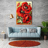 5D Diamond Painting by Number Kits, BENBO Full Drill DIY Red Flower Rhinestone Embroidery Cross Stitch Arts Craft Canvas Wall Decor, 11.8x15.8In