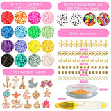 UHIBROS 5815 Pcs Clay Beads for Jewelry Making Kit with Big Pendant Charms 200 Letter Beads 100 Smiley Face Beads Flat Polymer Heishi Beads DIY Crafts Kit, Gifts for Girls 6mm 16 Colors
