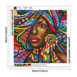 Diamond Painting Kit for Adults, BENBO 15.8x15.8In African Woman DIY 5D Full Drill Crystal Diamond Painting by Number Kits Cross Stitch Rhinestone Embroidery Pictures Arts Craft for Home Decor