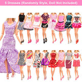 BARWA 36 Pack Doll Clothes and Accessories 5 PCS Fashion Dresses 5 Tops 5 Pants Outfits 3 PCS Wedding Gown Dresses 3 Sets Swimsuits Bikini for 10 Hangers 10shoes 11.5 inch Doll 