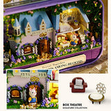 F Fityle DIY Dollhouse Miniature Kit with Furniture 3D Wooden Miniature House Miniature Dolls House Romantic Castle Building Puzzles Toy
