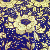 Metallic Carnation Floral Brocade Fabric 60" Sold By the Yard in Many Colors (Royal Blue / Gold)