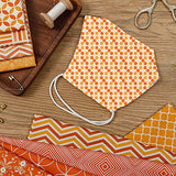 CEYOU Zyoug 12pcs 18x 10.5 inches (46 x 27 cm) 100% Cotton Fabric with 12 Different Pattern, Precut Fat Eighth Bundle Fabric for Patchwork DIY Craft Sewing (Orange Geometric Pattern).