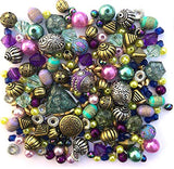 Approx X 1500 Jewelry Making Beads Mix Starter Kit for Beginners in Purple, Red & Green & Jewelry