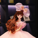 MAI&BAO Princess BJD Doll,Fashion Handmade Clothes Wedding Dress,with Veil Holding Flowers,45CM Height with Stand,90CM Pink Feather Skirt,Removable,Toys,Christmas,Wedding Anniversary,Wedding Gifts