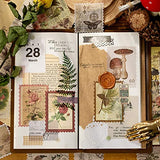 Cotrida 60pcs Vintage Postage Stamp Stickers, Aesthetic Botanical Deco Paper Sticker for Scrapbooking, Journaling Supplies, Planners, Kid DIY Art Crafts, Bullet Journal Ephemera
