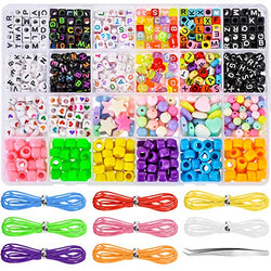 DoreenBow 1000PCS Letter Beads DIY Beads for Kids Color Colorful Acrylic Beads for Children Necklace Bracelet Jewelry Making with Elastic Crystal String Cords.