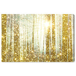 The Oliver Gal Artist Co. Nature and Landscape Wall Art Canvas Prints 'Magical Forest' Home Décor, 36" x 24", Gold