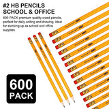 Shuttle Art Pencils and Erasers Bundle, Set of 600 Pack Sharpened Yellow Pencils + 120 Pack Pink Erasers Bulk