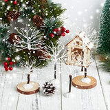 WILLBOND 6 Pieces Snow Covered Village Trees, Village Bare Branch Trees Accessory Figurine in 3 Sizes for Christmas Tree Displays, Dioramas, Fairy Gardens, Village Displays and Holiday Dollhouses