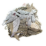 LAOZHOU 100 Gram Assorted Antique Feather and Wing Charms Pendant Bracelet Necklace Earrings