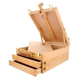 3 Layers Portable Tabletop Easel,Wood Sketchbox Easel Artist with 3 Storage Drawer,Desktop Case with Fold Down Beechwood Easel Stand Box for Drawing, Painting