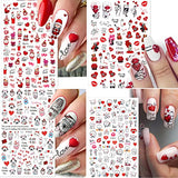 8 Sheets Valentine's Day Nail Art Stickers 3D Valentines Nail Decals Cute Cartoon Animals Gnome Rose Sexy Lips Love Heart Design Nail Stickers for Acrylic Nails Valentines Nail Decoration Accessories