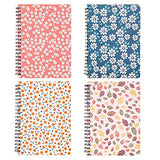 Spiral Notebooks 6 × 8 Inch, 4 Pack Wide Ruled Journals Spiral Bound, Hardcover Floral Notebook Lined for School Students Office, Inner Pocket, 80 Sheets/160 Pages, A5 Size