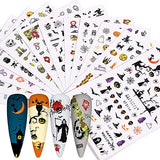 12 Sheets Halloween Nail Art Stickers 3D Halloween Nail Decals Self-Adhesive Horror Skull Pumpkin Bat Ghost Witch Spider Skeleton Nail Designs for Women Girls Halloween Nail Charms Decorations
