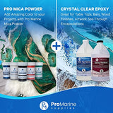 Pro Marine Supplies Clear Table Top Epoxy Resin (1 Gallon Kit) Bundle with Pro Mica Powder Set (5-Color Set) | UV Resistant Resin & Resin Pigment Powder for River Tables, Woodworking, Jewelry & More