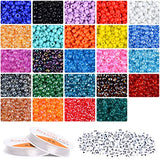 VICOVI 34000+ Seed Beads Jewelry Making Kit,with Letter Beads & Elastic String, Glass Seed Beads for DIY Earrings, Bracelets, Necklaces.