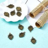Beadthoven 10pcs Flower Pendant Cabochon Bezel Settings Fit with Flat Round Tray 12mm Size