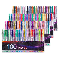 Tanmit 100 Coloring Gel Pens Set for Adults Coloring Books- Gel Colored Pen for Drawing, Writing