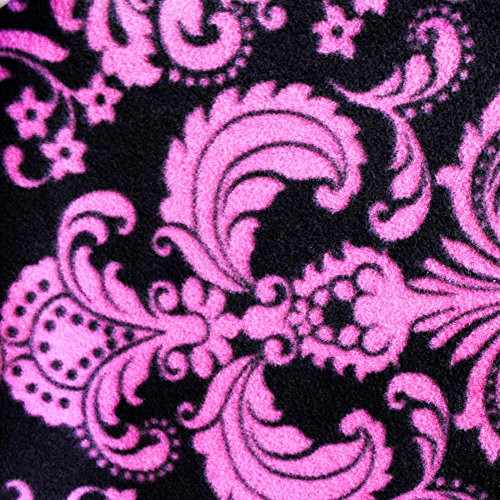 Damask Purple on Black Anti Pill Premium Fleece Fabric, 60” Inches Wide – Sold By The Yard (FB)