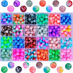 Glass Beads for Bracelet Jewelry Making kit Crystal Pattern Bead Stone Beaded 480pcs 8mm 24colors Round Gemstone Set Diy for Women Adult Beginners Earring Necklace Decoration (8mm, Pattern Beads Kit)