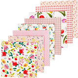 Qimicody Fat Quarters Fabric Bundles, 8 Pcs 100% Cotton 20” x 20” (50cmx50cm) Precut Quilting Fabric Squares Sheets for DIY Patchwork Sewing Quilting Crafting, No Repeat Design (Pink Flower Pattern)