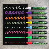 Liquid Chalk Markers for Blackboards - Use as Glass Window Markers, Mirror Pens, Blackboard or Chalkboard Markers - 8 Bold Neon Colors - Wet or Dry Erase Chalk Pens for Easy Clean Up