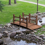 Giantex 5FT Garden Bridge, Wood Arch Bridge with Guardrails, Decorative Pond Bridge for Backyard Garden Farm (Brown)