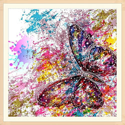 DIY 5D Full Diamond Painting by Number Kits Crystal Rhinestone Diamond Embroidery Paintings Pictures Arts Craft for Home Wall Decor (Butterfly,Frame Excluded)