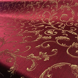 Jacquard Damask Vine Brocade Fabric 118'' Wide (Burgundy / Gold)