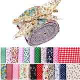 24 Pieces Roll Up Floral Printed Sewing Jelly Fabric Roll Quilting Patchwork Fabric Bundle Printed Quilting Fabric Sewing Craft Fabric for DIY Clothes Accessories, 2.4 x 39 Inches