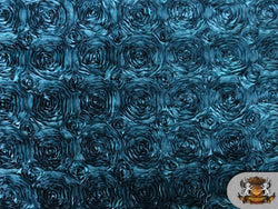 1 X Rosette Satin Blue Munsell Fabric By the Yard