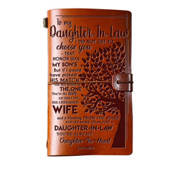 Daughter in Law Gifts from Mother in Law, GIFTRRY To My Daughter in Law Leather Journal, 140 Page Refillable Writing Journal, Christmas Birthday Gifts for Daughter in Law for Wedding