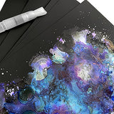 Black Alcohol Ink Paper 25 Sheets Heavy Black Art Paper for Alcohol Ink & Black Watercolor Paper, Synthetic Paper A4 8x12 Inches (210x297mm), 200gsm Cardstock