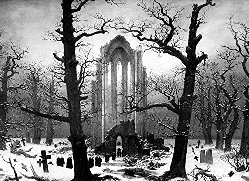 Monastery Graveyard in the Snow by Caspar David Friedrich - 21" x 28" Premium Canvas Print