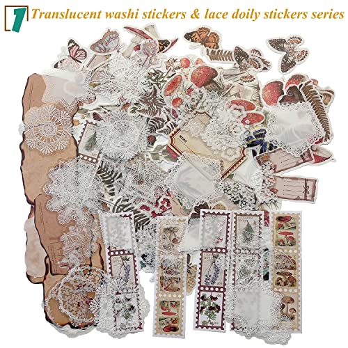 160 Pcs Washi Stickers Vintage Scrapbooking Supplies Kit - Scrapbook  Stickers Journaling DIY Bullet Junk Journal Supplies Kits Natural  Collection