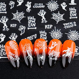 Halloween Luminous Nail Art Stickers 3D Self-Adhesive Glow in The Dark Nail Decals Skull Pumpkin Ghost Design Nail Stickers Foils for DIY Nail Art Halloween Party Decorations Supplies