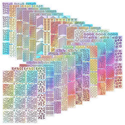 Hicarer 288 Pieces Nail Vinyl Stencils Nail Art Decoration Stickers Set Nail Art Design Stickers Tips Decals, 24 Sheets