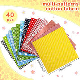 40 Pcs 10 x 10 Inches Cotton Fabric Bundle Squares Precut Fabric Squares Multi Color Floral Fat Squares Sheets for Kids DIY Craft Quilting Sewing (Simple Patterns)