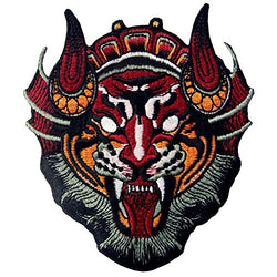 Chinese Monster Lion Mask Patch Embroidered Applique Iron On Sew On Emblem