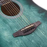 WINZZ HAND RUBBED Series - Left Handed 41 Inches Cutaway Acoustic Acustica Guitar Beginner Starter Bundle with Online Lessons, Padded Bag, Stand, Tuner, Pickup, Strap, Picks, Dark Hunter Green