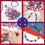 5700 Pcs 4th of July Clay Beads Bracelet Making Kit Blue Heishi Clay Bead with Spacer Beads Round 6 mm Polymer Clay Bead Jewelry with Letter Beads Clay Beads Set for Jewelry Craft(Red, Blue, White)