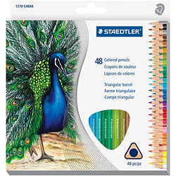 Staedtler 1270C48A6 Triangular Colored Pencil Set, H/#3, 2.9mm, 48 Assorted Colors