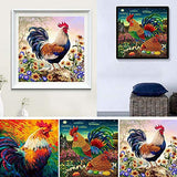 farawamu Diamond Painting, 30x30cm Rooster Animal Cross Stitch Craft DIY Mosaic Full Round Rhinestone Embroidery Painting for Home Wall Decor, Gift for Friends G-3012