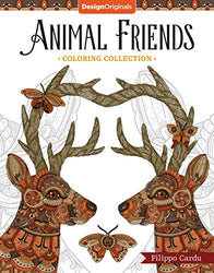 Animal Friends (Filippo Cardu Coloring Collection) (Design Originals) Adult Coloring Book with 32 Intricate Designs including Wolves, Birds, Fish, Butterflies, Penguins, Owls, Cats, Dogs, and More