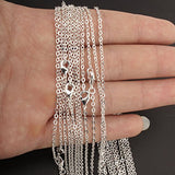 Wholesale 12 PCS Silver Plated Solid Brass Flat Cable Chains Bulk for Jewelry Making 18-30 inches