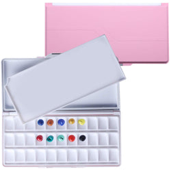 MEEDEN Airtight Leakproof Watercolor Palette Travel Paint Tray with A Large Mixing Areas, 33 Wells Pink Folding Peel-Off Palette for Watercolor, Gouache, Acrylic Paint